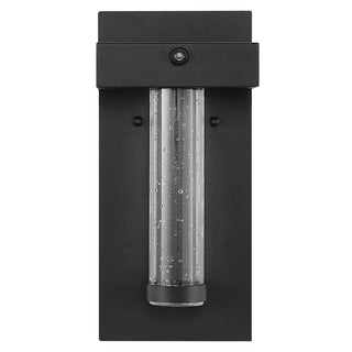 Tremillo 5.5" Minimalist Industrial Iron/Glass Seeded Glass with Dusk-to-Dawn Sensor Integrated LED Outdoor Sconce