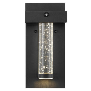 Tremillo 5.5" Minimalist Industrial Iron/Glass Seeded Glass with Dusk-to-Dawn Sensor Integrated LED Outdoor Sconce