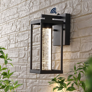 Shoji 4.75" Industrial Vintage Iron/Glass Seeded Glass with Dusk-to-Dawn Sensor Integrated LED Outdoor Sconce