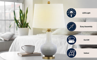 Joe 25" Ceramic/Brass LED Table Lamp