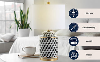 Patricia 24.5" Tumbling Block Ceramic/Metal LED Table Lamp