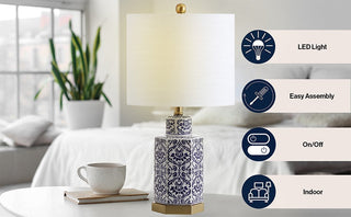 Sandra 23.5" Ginger Jar Ceramic/Metal LED Table Lamp