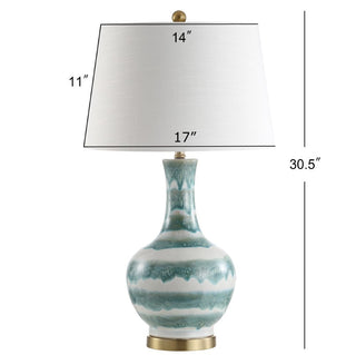 Branch 30.5" Striped Ceramic/Metal LED Table Lamp