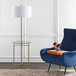 Brooklyn 59" Metal/Glass LED Side Table and Floor Lamp