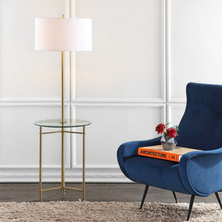 Brooklyn 59" Metal/Glass LED Side Table and Floor Lamp