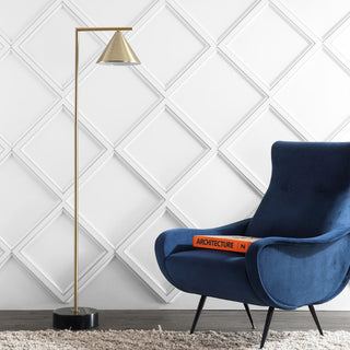 Riley 60" Metal/Marble Cone Shade LED Floor Lamp