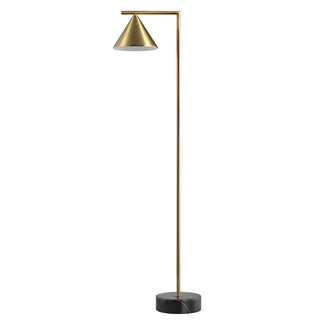 Riley 60" Metal/Marble Cone Shade LED Floor Lamp