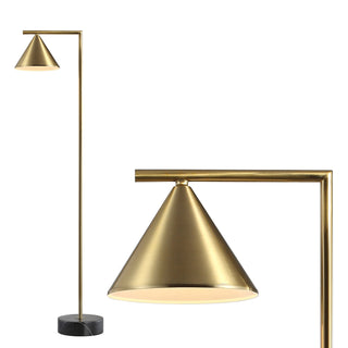 Riley 60" Metal/Marble Cone Shade LED Floor Lamp