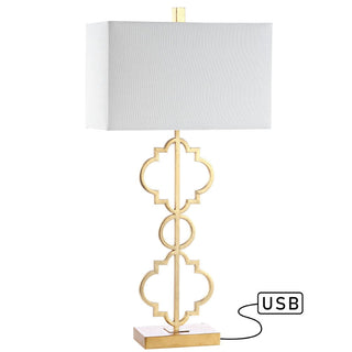 Carnegie 32" Iron Ogee Trellis Modern LED USB Table Lamp