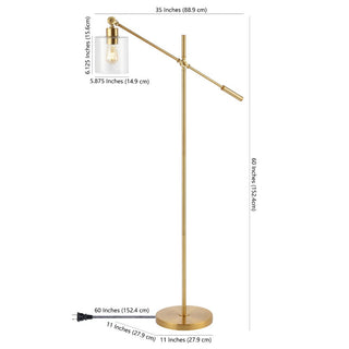 Mary Classic 60" Iron/Seeded Glass Adjustable Head Modern LED Floor Lamp