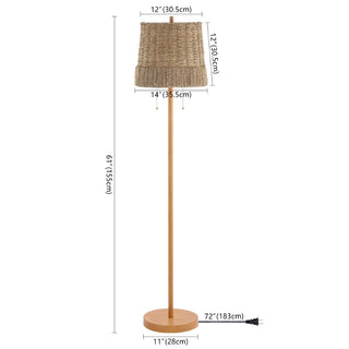 nymoe 61" Coastal Bohemian Iron/Rattan LED Floor Lamp with Pull-Chain