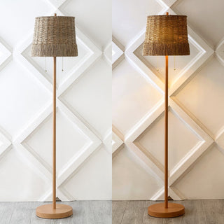 nymoe 61" Coastal Bohemian Iron/Rattan LED Floor Lamp with Pull-Chain