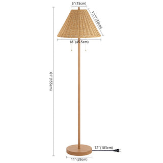 Rattan 61" Coastal Bohemian Iron/Rattan LED Floor Lamp with Pull-Chain