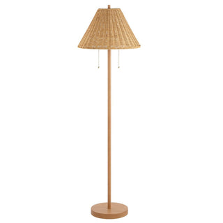 Rattan 61" Coastal Bohemian Iron/Rattan LED Floor Lamp with Pull-Chain