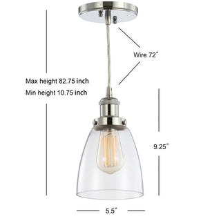 Clematis 5.5" Adjustable Metal/Glass LED Pendant