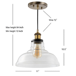 Sam 11" Farmhouse Metal/Glass LED Pendant