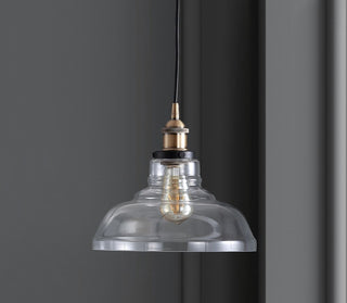 Sam 11" Farmhouse Metal/Glass LED Pendant