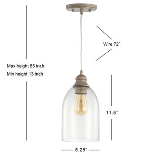 Kea 6.25" Adjustable Greige Glass LED Pendant