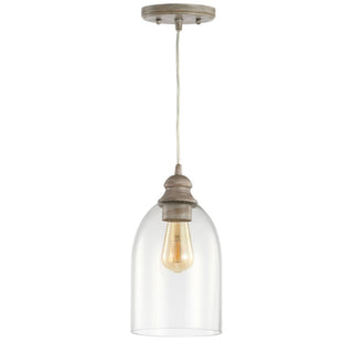 Kea 6.25" Adjustable Greige Glass LED Pendant