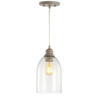 Kea 6.25" Adjustable Greige Glass LED Pendant