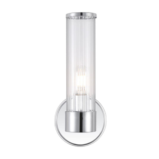 Ryan Tall Cylinder Iron/Striped Glass Modern Mid-Century LED Vanity