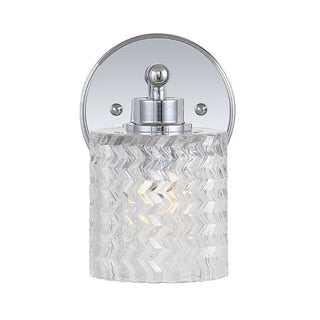 Mogami Iron/Chevron Pattern Glass Farmhouse Cottage LED Vanity Light