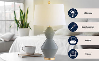 Bankok 29" Geometric Ceramic/Metal LED Table Lamp