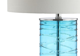 Olive 27.5" Modern Fused Glass Cylinder LED Table Lamp, Set of 2