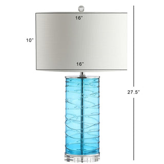 Olive 27.5" Modern Fused Glass Cylinder LED Table Lamp, Set of 2