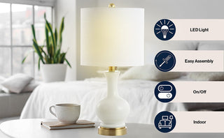 Foxglove 22" Glass/Metal LED Table Lamp, Set of 2