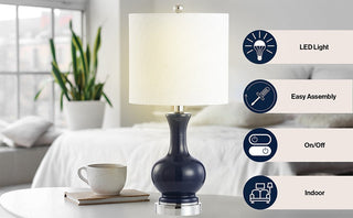 Foxglove 22" Glass/Metal LED Table Lamp, Set of 2