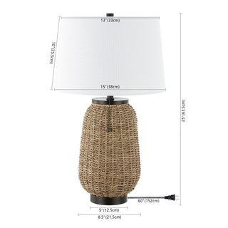 Alese 25" Rustic Bohemian Iron/Rattan LED Table Lamp with Pull-Chain