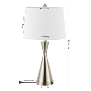 Geoff Brushed 26" Classic French Country Iron LED Table Lamp with USB Charging Port