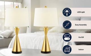 Geoff Brushed 26" Classic French Country Iron LED Table Lamp with USB Charging Port