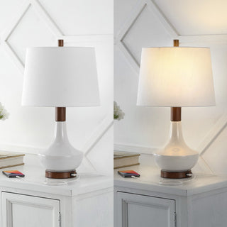 Aida 23" Vintage Minimalist Iron/Ceramic LED Mini Table Lamp with USB Charging Port