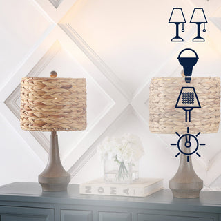 Campana 21" Rustic Farmhouse Handwoven Rattan/Resin LED Table Lamp