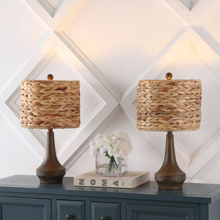 Campana 21" Rustic Farmhouse Handwoven Rattan/Resin LED Table Lamp