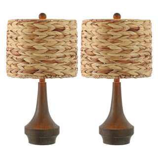 Campana 21" Rustic Farmhouse Handwoven Rattan/Resin LED Table Lamp