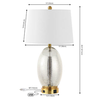 Georgetown Contemporary Style Iron/Glass LED Table Lamp with USB Charging Port