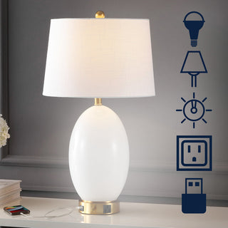 Georgetown Contemporary Style Iron/Glass LED Table Lamp with USB Charging Port