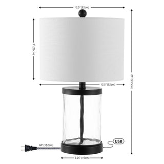 Possini 21" Modern Designer Iron/Water Glass LED Table Lamp with USB Charging Port