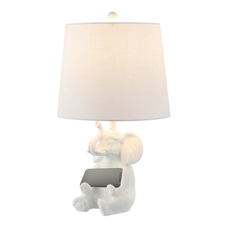 Crestview 21" Modern Shabby Chic Resin/Iron Happy Elephant LED Kids' Table Lamp with Phone Stand