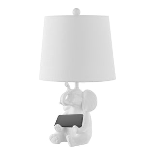 Crestview 21" Modern Shabby Chic Resin/Iron Happy Elephant LED Kids' Table Lamp with Phone Stand