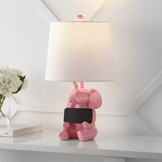 Crestview 21" Modern Shabby Chic Resin/Iron Happy Elephant LED Kids' Table Lamp with Phone Stand