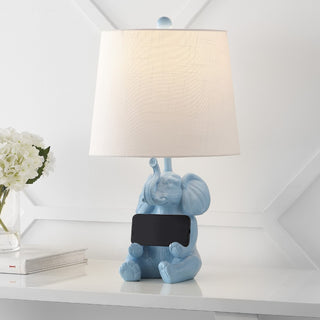 Crestview 21" Modern Shabby Chic Resin/Iron Happy Elephant LED Kids' Table Lamp with Phone Stand