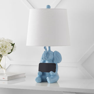 Crestview 21" Modern Shabby Chic Resin/Iron Happy Elephant LED Kids' Table Lamp with Phone Stand