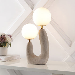 Luna 18" 2-Light Mid-Century Scandinavian Resin/Iron/Frosted Glass Cactus LED Table Lamp