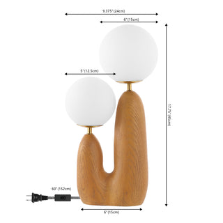 Kinzig 17.75" 2-Light Modern Bohemian Resin/Iron/Frosted Glass Danish Cactus LED Table Lamp