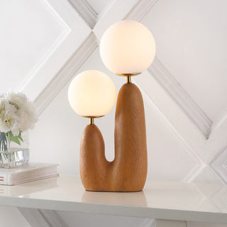 Kinzig 17.75" 2-Light Modern Bohemian Resin/Iron/Frosted Glass Danish Cactus LED Table Lamp