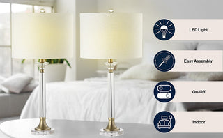 Tenley 28" Crystal/Metal LED Table Lamp, Set of 2